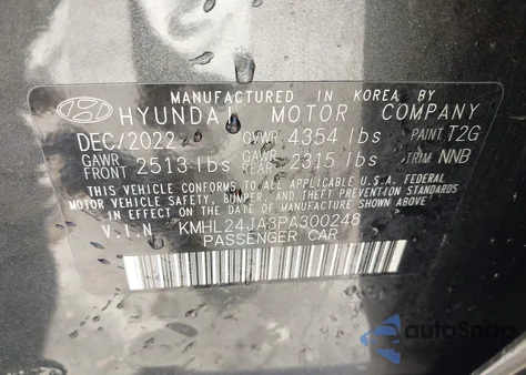 2023 Hyundai Sonata Se из США, поврежденный, VIN KMHL24JA3PA300248